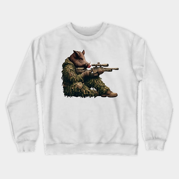 Sniper Wild Boar Crewneck Sweatshirt by Rawlifegraphic